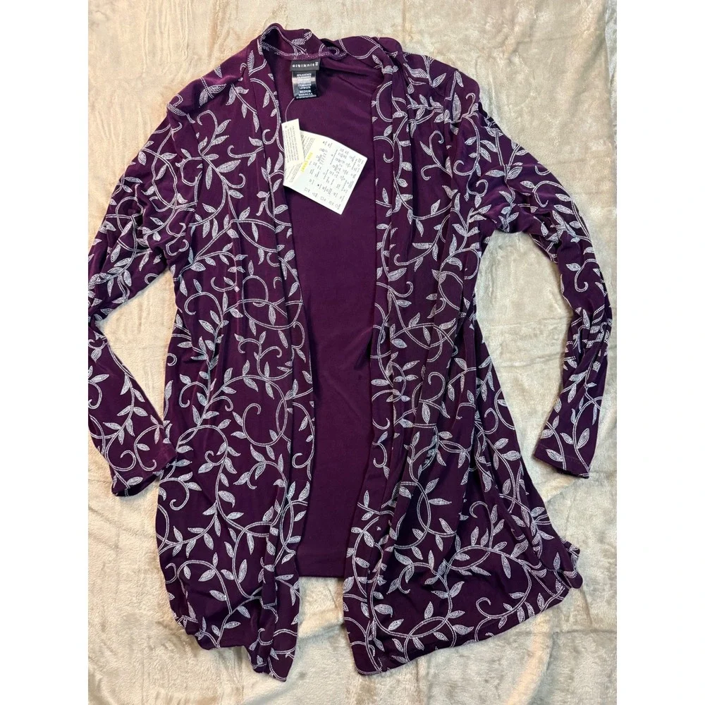 Y2K Citiknits Purple Sequin  Open Front Cardigan Jacket Womens‎ Medium NWT